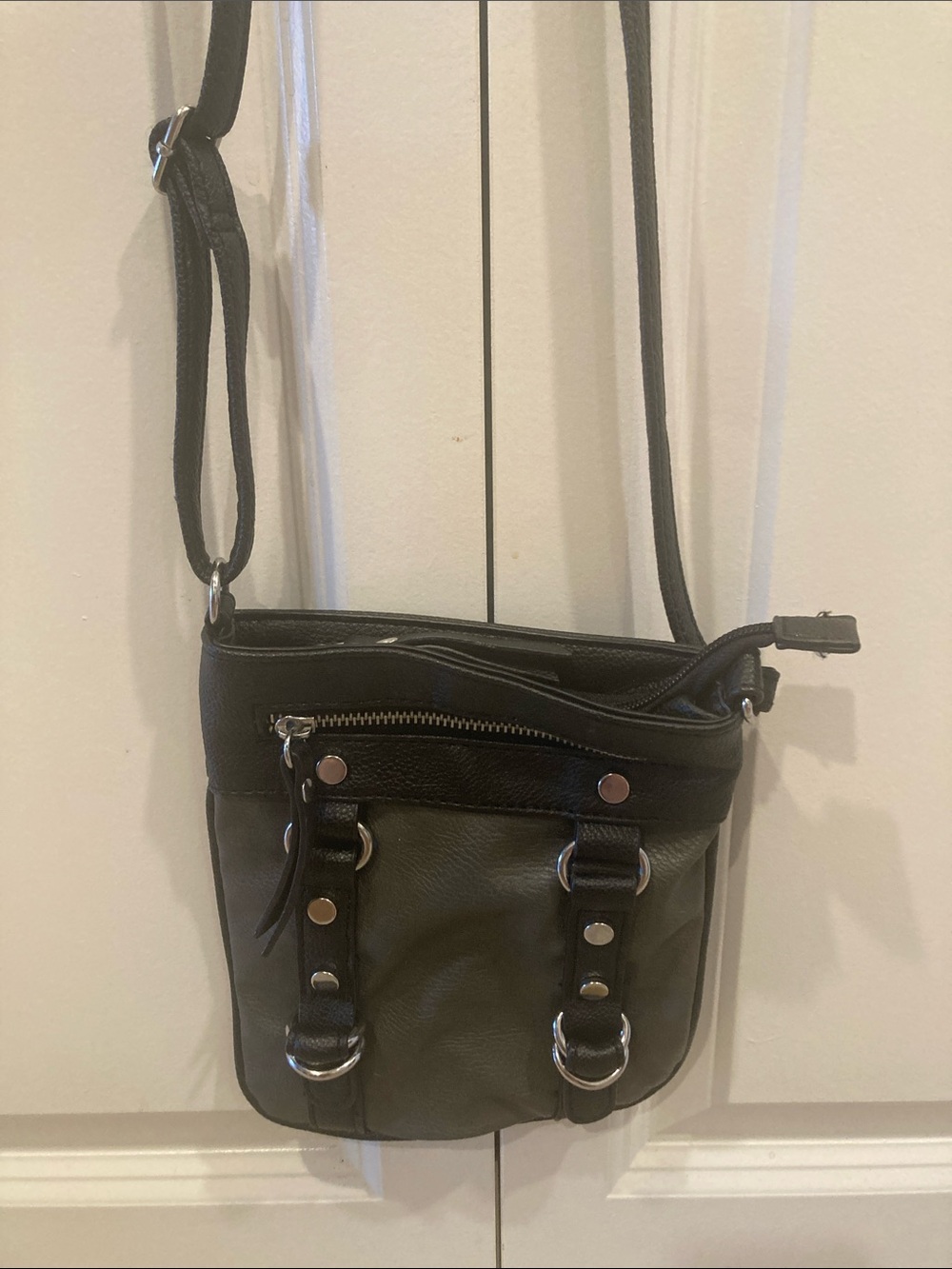 Charming Charlie Black Crossbody Bag with Silver Hardware